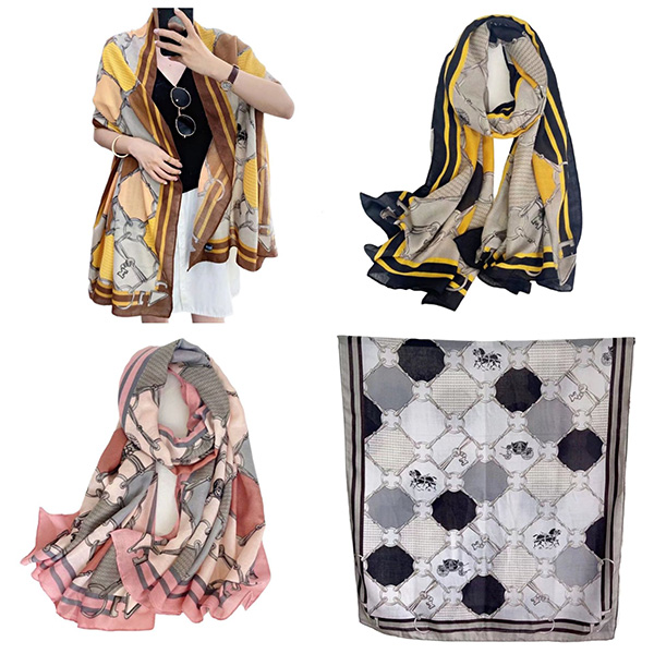 wholesale scarves cotton linen simple carriage geometric lady scarf supplier