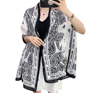 wholesale scarves cotton linen printed letter cashew scarves supplier