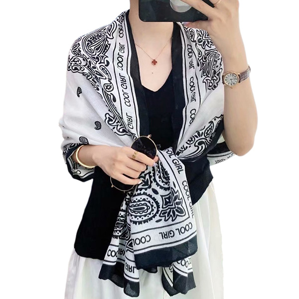 wholesale scarves cotton linen printed letter cashew scarves supplier