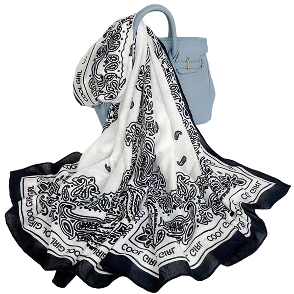 wholesale scarves cotton linen printed letter cashew scarves supplier