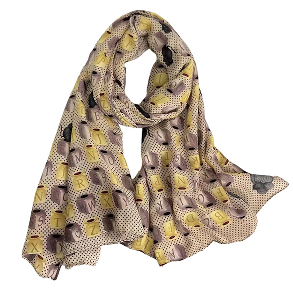 wholesale scarves cotton linen printed letter cashew scarves supplier
