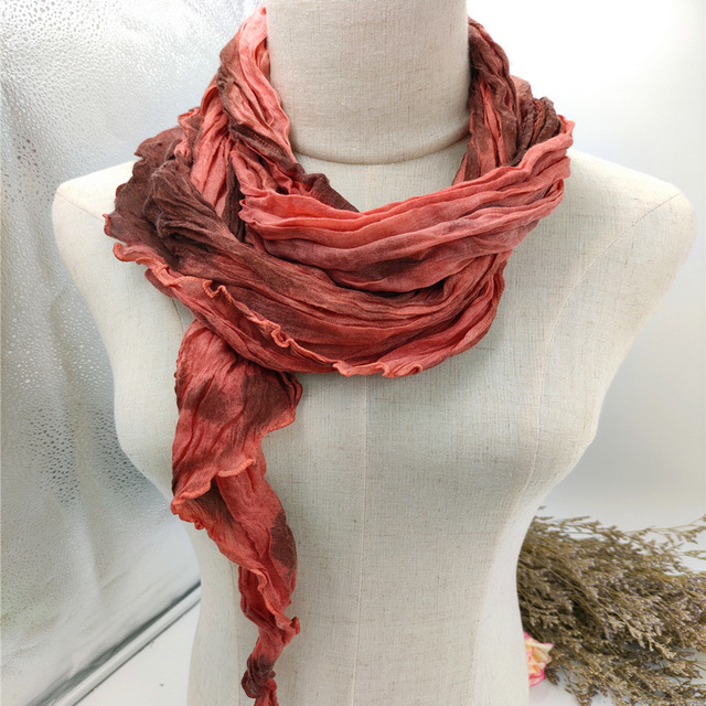Autumn and winter women spot diamond scarf irregular tie dyeing pleated Silk Scarf Shawl sunscreen