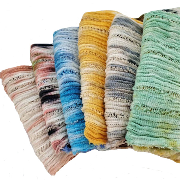 New hand tie dyed Scarf Cotton Linen fold warm scarf hollow element color scarf