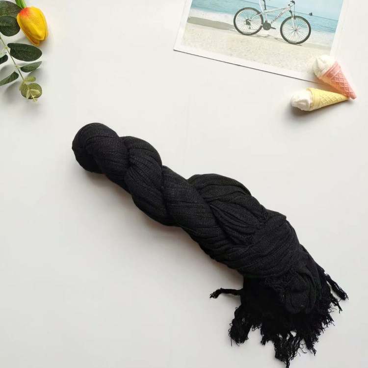 Autumn and winter cotton linen pleated scarf comfortable and versatile long warm shawl