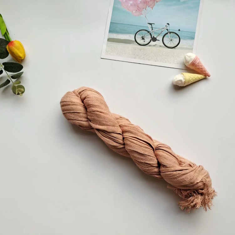 Autumn and winter cotton linen pleated scarf comfortable and versatile long warm shawl