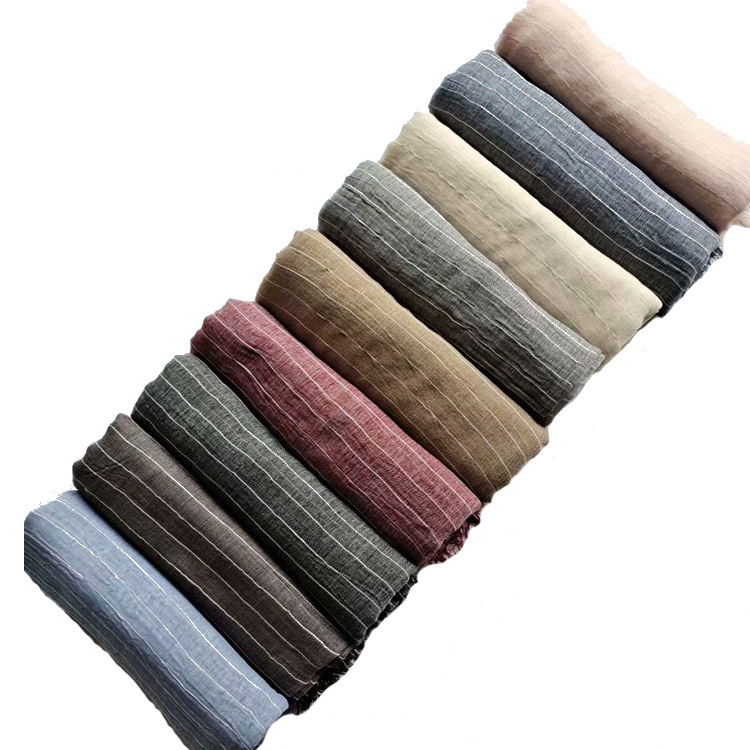 Autumn thin cotton Stripe Scarf adult yarn dyed single line shawl versatile and comfortable