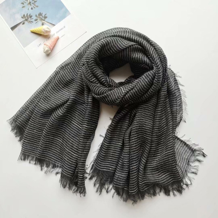 Spot autumn and winter cotton linen yarn dyed scarf men and women fashionable warm shawl