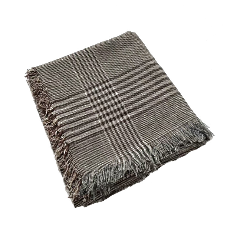 New cotton linen yarn dyed scarf comfortable sweet fine Plaid shawl thin Bib