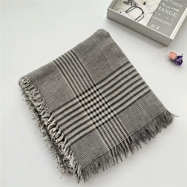 New cotton linen yarn dyed scarf comfortable sweet fine Plaid shawl thin Bib