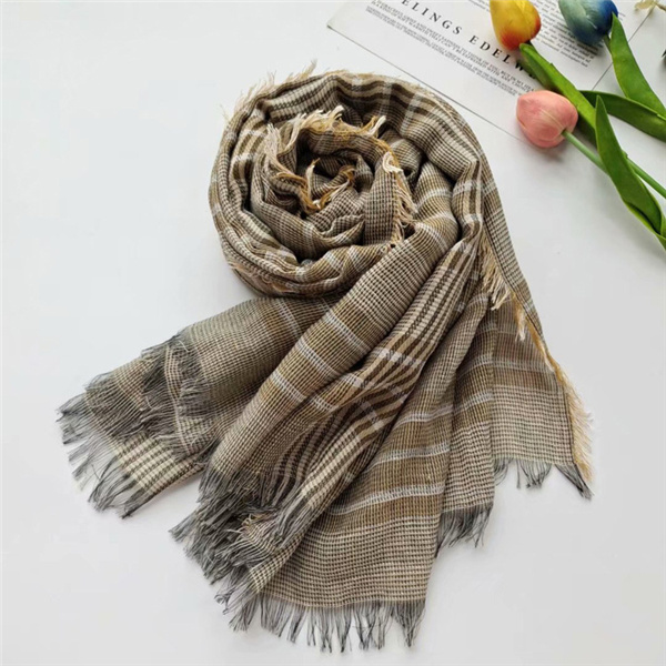 New multicolor cotton linen scarf fashion linen cotton blended shawl yarn dyed stripe Bib