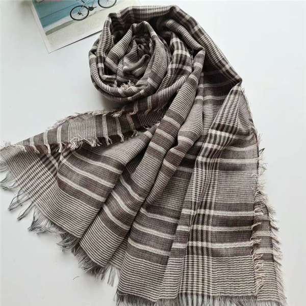 New multicolor cotton linen scarf fashion linen cotton blended shawl yarn dyed stripe Bib