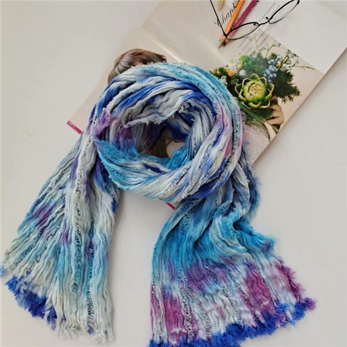 New hand tie dyed Scarf Cotton Linen pleated slender warm scarf hollow shawl