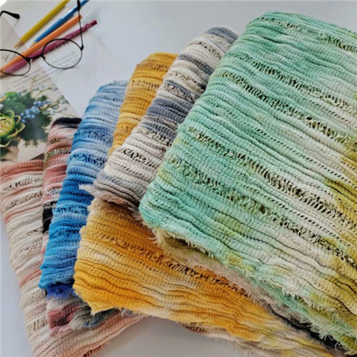 New hand tie dyed Scarf Cotton Linen pleated slender warm scarf hollow shawl