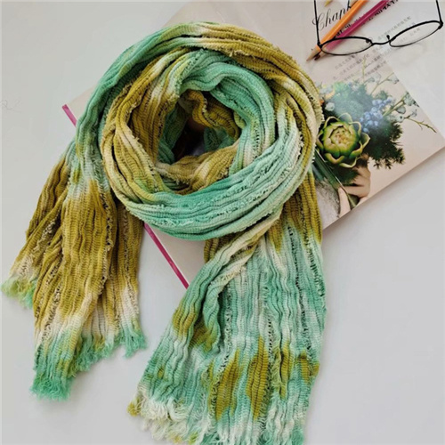 New hand tie dyed Scarf Cotton Linen pleated slender warm scarf hollow shawl