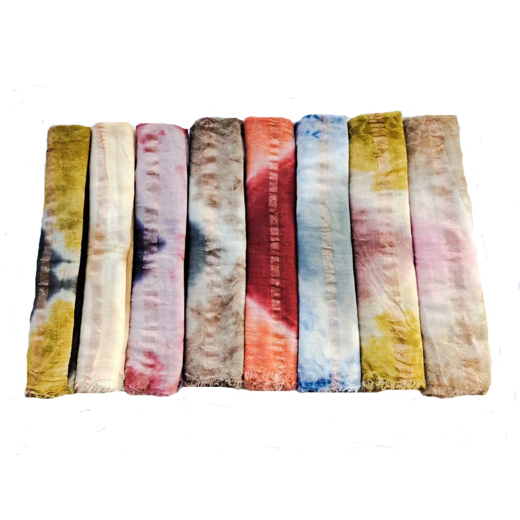 Handmade diamond tie dyed scarf autumn new gold silver silk cotton linen shawl