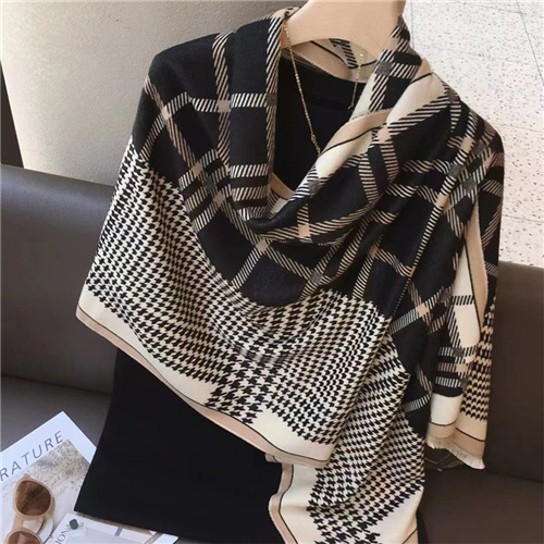 Wholesale of warm scarves with cashmere like double faced shawl and thousand bird pattern