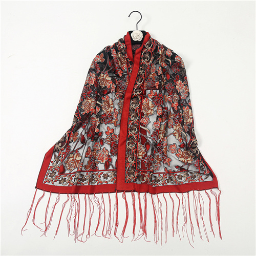 Wholesale of new style hood solid color lace hollow long scarves