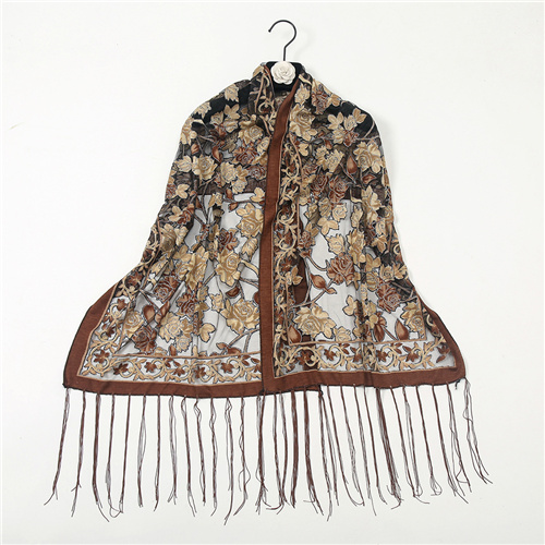 Wholesale of new style hood solid color lace hollow long scarves