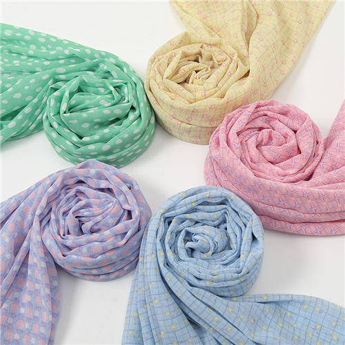 Printed pearl chiffon scarf candy color geometric floral scarf womens hood