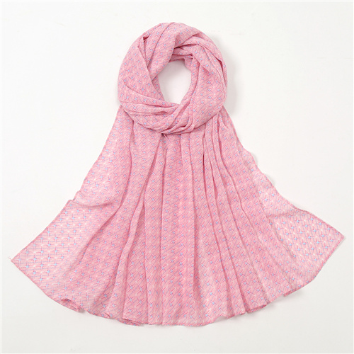 Printed pearl chiffon scarf candy color geometric floral scarf womens hood