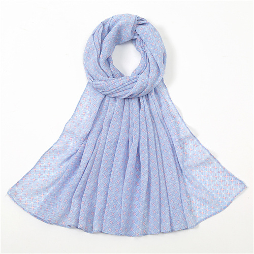 Printed pearl chiffon scarf candy color geometric floral scarf womens hood