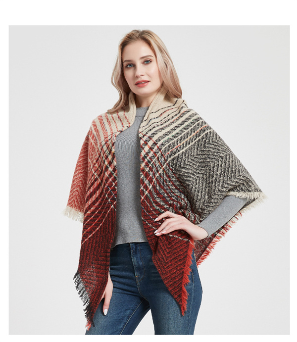 Autumn and winter 2022 herringbone pattern small grid spiked square scarf split triangular scarf scarf