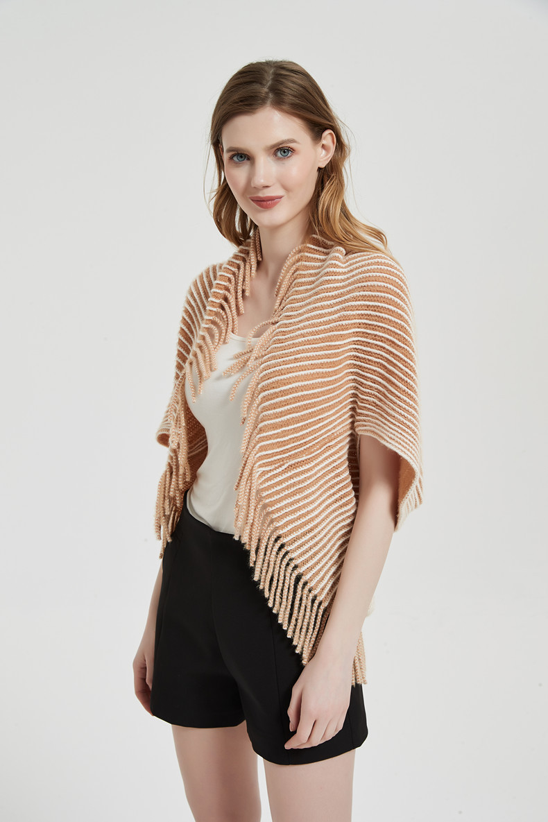 New spring autumn and winter cuff stripe knitted cardigan tassel shawl wholesale