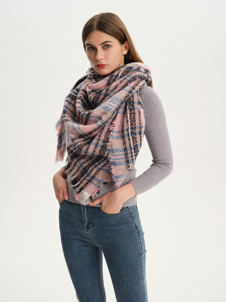 Hot spot shawl scarf autumn and winter big grid triangle scarf