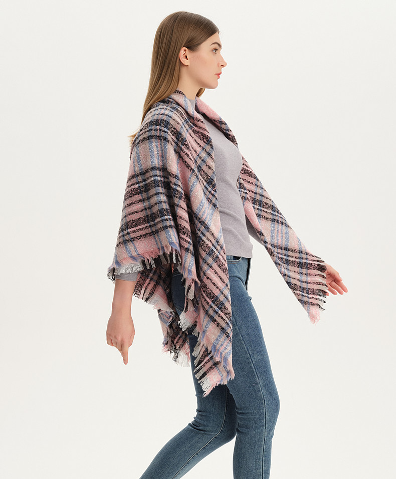 Hot spot shawl scarf autumn and winter big grid triangle scarf