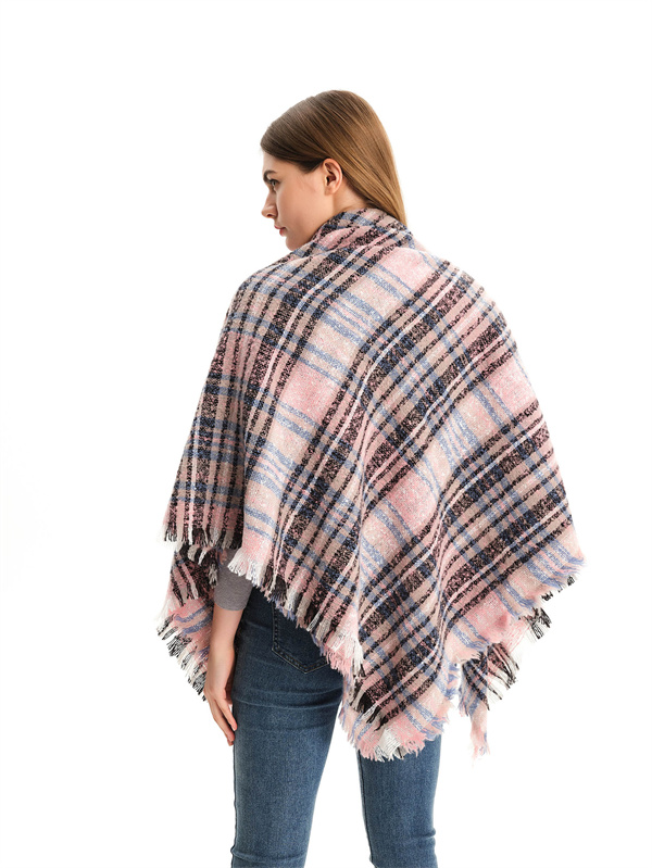 Hot spot shawl scarf autumn and winter big grid triangle scarf