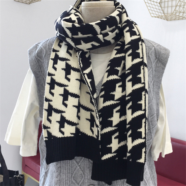Thousand bird check shawl knitted wool scarf wholesale