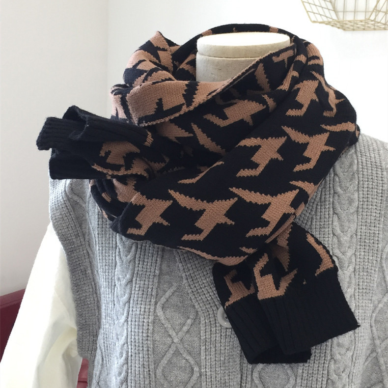 Thousand bird check shawl knitted wool scarf wholesale