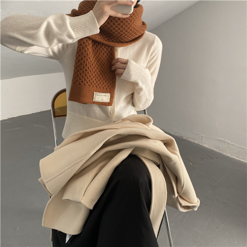 New style scarf Womens solid color knitting thickened warm scarf in autumn and winter