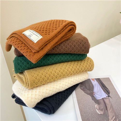 New style scarf Womens solid color knitting thickened warm scarf in autumn and winter