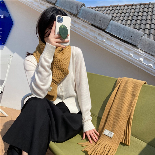 New style scarf Womens solid color knitting thickened warm scarf in autumn and winter