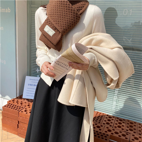 New style scarf Womens solid color knitting thickened warm scarf in autumn and winter