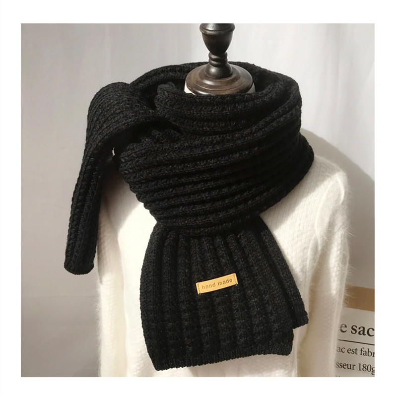 Womens winter pure wool knitting long thickened warm Korean rice grain scarf wholesale