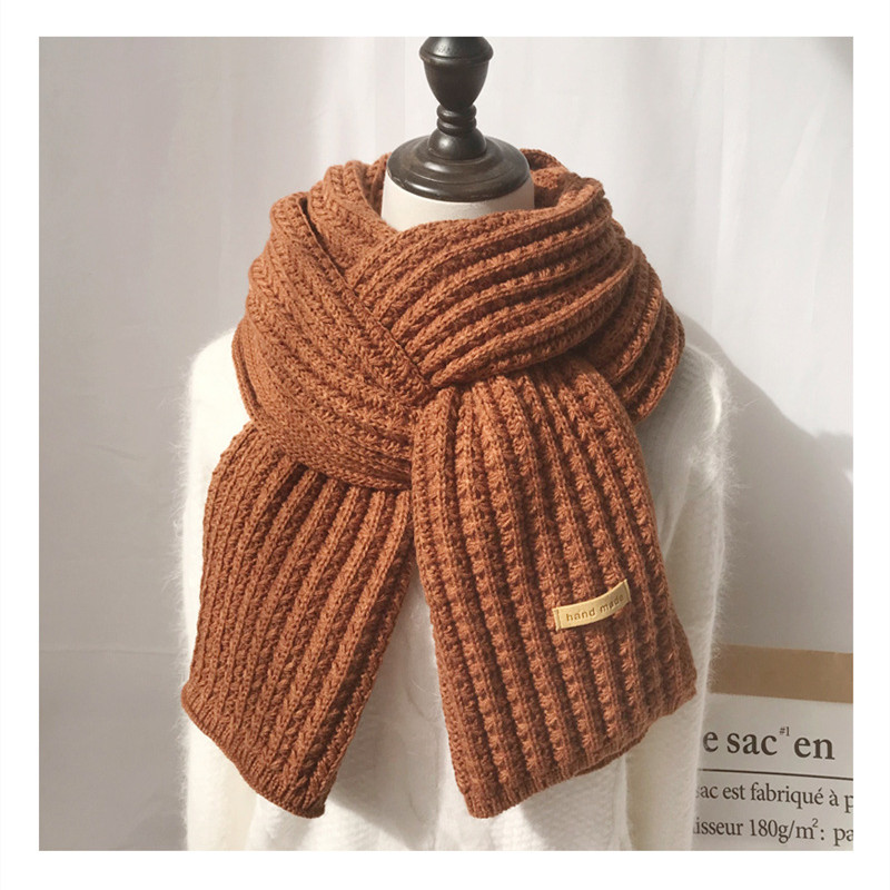 Womens winter pure wool knitting long thickened warm Korean rice grain scarf wholesale