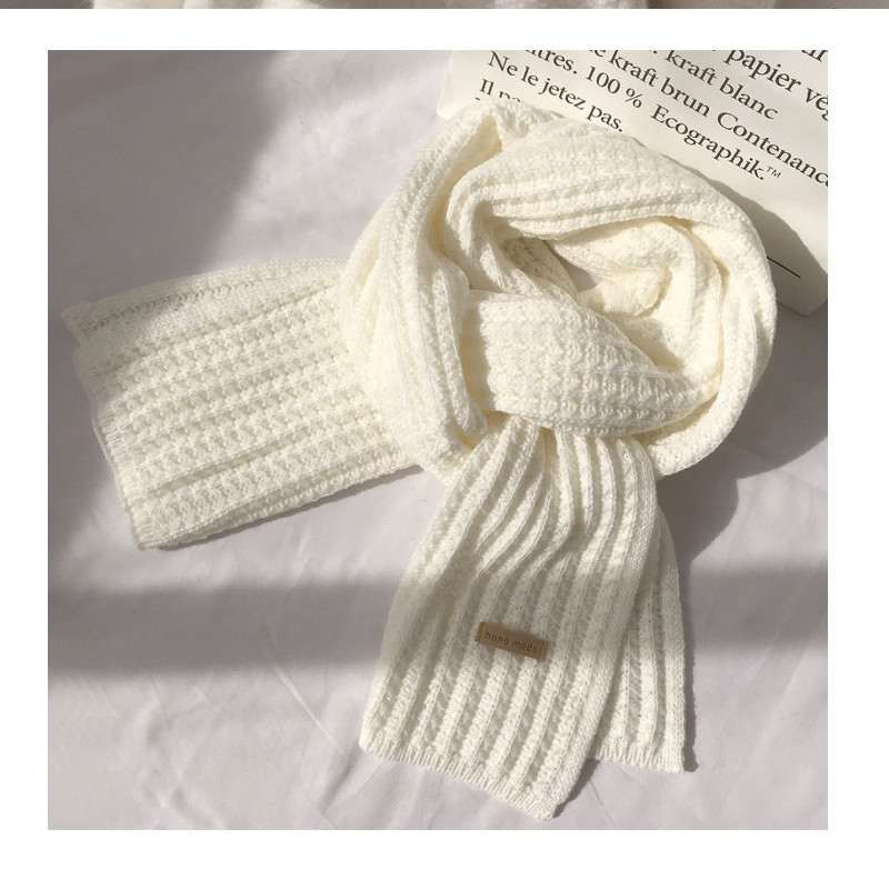 Womens winter pure wool knitting long thickened warm Korean rice grain scarf wholesale