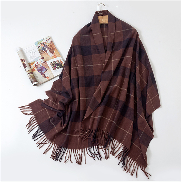 Checked scarf warm thickened classic British wool cashmere scarf mens scarf wholesale