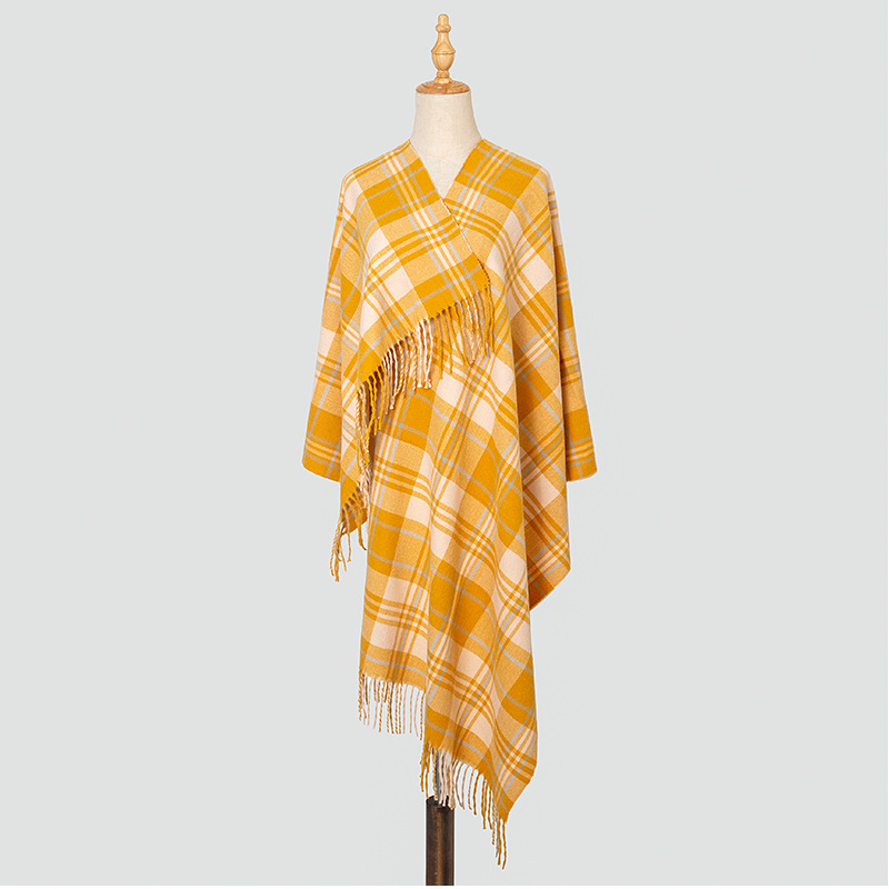 Checked scarf warm thickened classic British wool cashmere scarf mens scarf wholesale