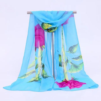 Chiffon printed silk scarf long scarf womens necktie small silk scarf long scarf floral scarf