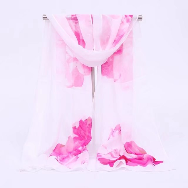 Chiffon printed silk scarf long scarf womens necktie small silk scarf long scarf floral scarf
