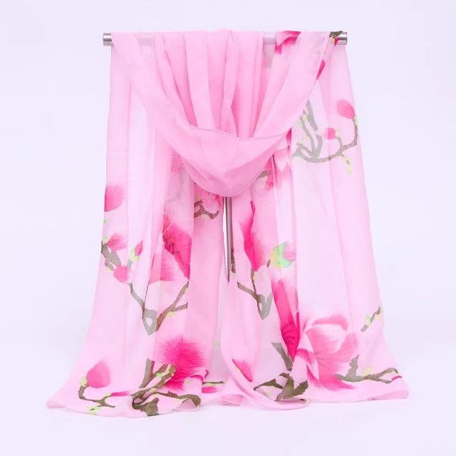 Chiffon printed silk scarf long scarf womens necktie small silk scarf long scarf floral scarf