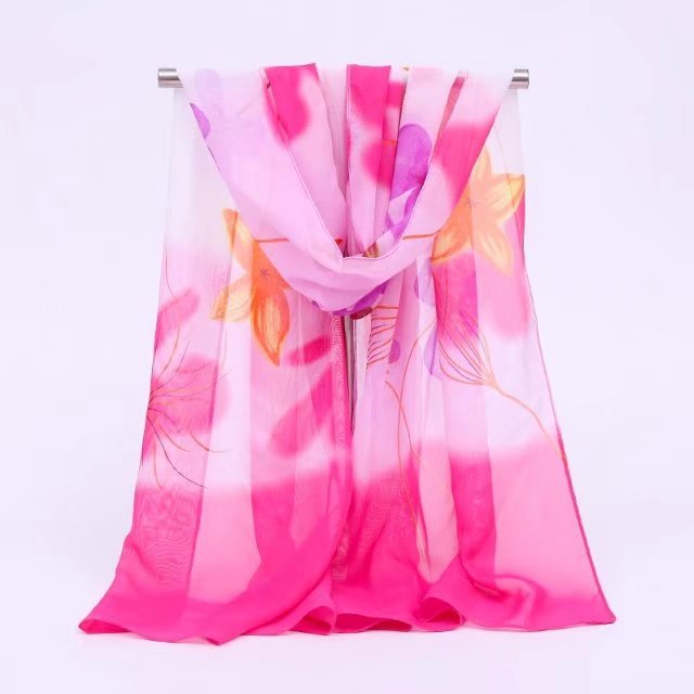 Chiffon printed silk scarf long scarf womens necktie small silk scarf long scarf floral scarf