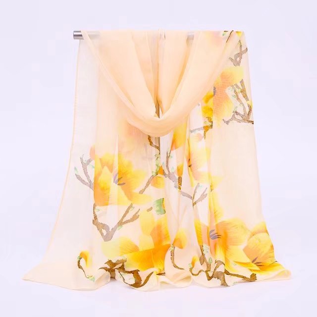 Chiffon printed silk scarf long scarf womens necktie small silk scarf long scarf floral scarf