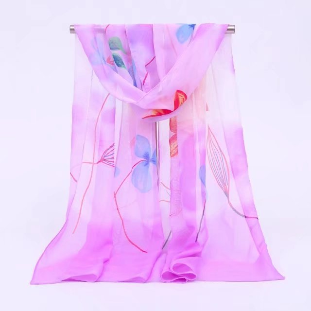 Chiffon printed silk scarf long scarf womens necktie small silk scarf long scarf floral scarf