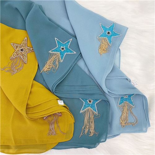 New Product Meteor Hot Rhinestone Pure Color Pearl Chiffon Long Scarf Monochrome Headscarf Factory Wholesale