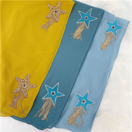 New Product Meteor Hot Rhinestone Pure Color Pearl Chiffon Long Scarf Monochrome Headscarf Factory Wholesale