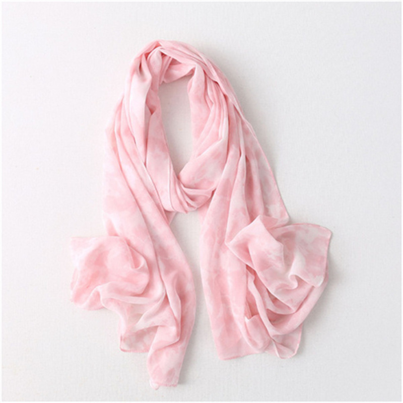 Tie dye chiffon printed scarf gradient pearl chiffon long scarf bag head scarf female factory wholesale